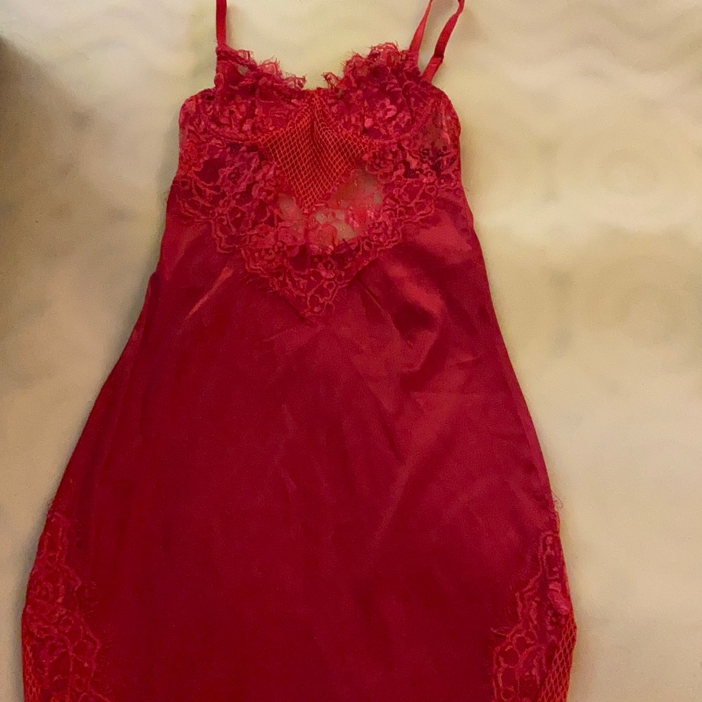 Red Satin/ Lace  Dress